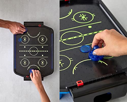 Merchant Ambassador Electronic Arcade Air Hockey NEON – elektronischer kompakter Tischaufleger Puckspiel, Action-und Reflexspiel für Kinder und Familien, mit Punktezähler, ab 6 Jahren - 4