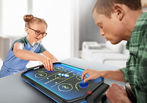 Merchant Ambassador Electronic Arcade Air Hockey NEON – elektronischer kompakter Tischaufleger Puckspiel, Action-und Reflexspiel für Kinder und Familien, mit Punktezähler, ab 6 Jahren - 5