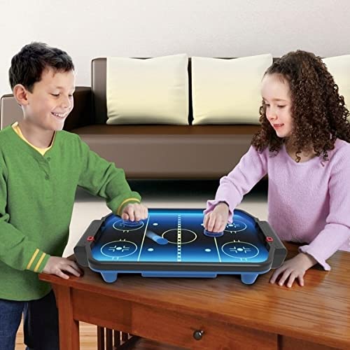 Merchant Ambassador Electronic Arcade Air Hockey NEON – elektronischer kompakter Tischaufleger Puckspiel, Action-und Reflexspiel für Kinder und Familien, mit Punktezähler, ab 6 Jahren - 6