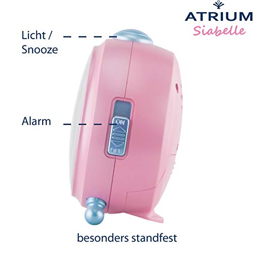 ATRIUM Kinderwecker Siabelle Mädchen Pferd ohne Ticken Snooze Licht analog Quarz rosa A932-17 - 2