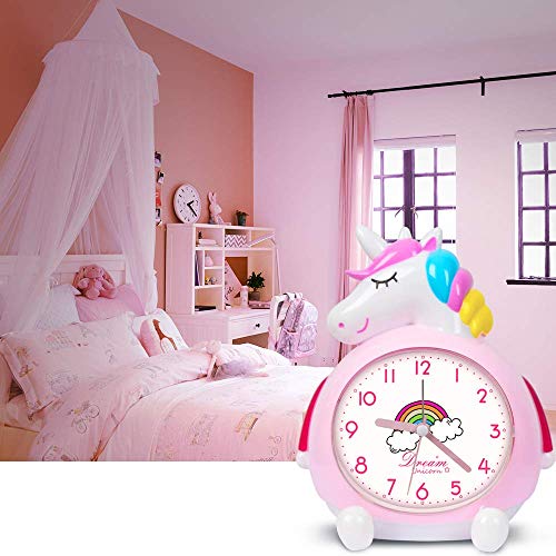 Wecker Kinder ohne Ticken Kinderuhr mit nachtlicht, Schlafzimmer Snooze Funktion Uhr mit Dim Yellow Night Light und laut Alarm für Kinder, Batterie betrieben - 6