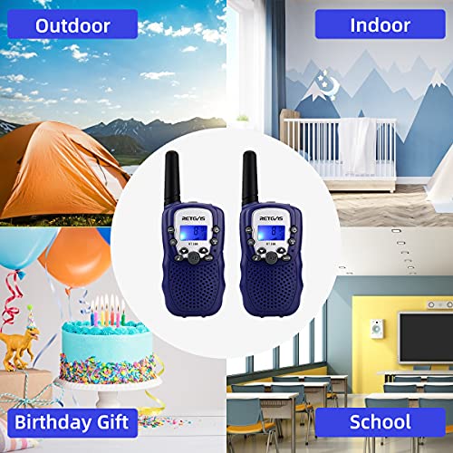 Retevis RT388 Walkie Talkie für Kinder PMR446 8 Kanäle Kinder Funkgeräte mit LC-Display VOX Taschenlampe Spielzeug Geschenke für Kinder Walkie Talkies Set Kinder(1 Paar, Dunkelblau) - 8