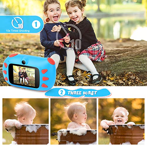 RUMIA Kinderkamera Fotoapparat Kinder Digitalkamera Mit 2 Zoll IPS-Bildschirm, 1080P HD, 32G TF Karte Geschenke Spielzeug für Jungen und Mädchen (Blau) - 5