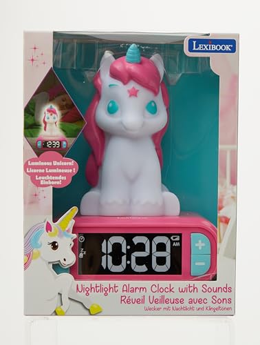 Lexibook RL800UNI Wecker Klingeltönen, Digitalwecker für Kinder mit Nachtlicht und Snooze, Kinderuhr, leuchtendes Einhorn, rosa Farbe - 11