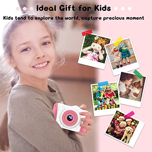 WOWGO KinderKamera, 3,5 Zoll Digital Kamera Spielzeug USB Wiederaufladbarer Selfie Videokamera mit 12 Megapixel/1080P HD/Dual Lens/32GB TF Karte/Stickers, Geschenk für Kinder - 8