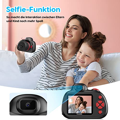 Digitalkamera, Kinderkamera FHD 1080P Dual-Objektiv-Videokameras mit 20X Digitalzoom 2,4-Zoll-LCD-Bildschirm und 16G SD-Karte Selfie-Kamera Geburtstagsgeschenke für Erwachsene/Senioren/Kinder - 2