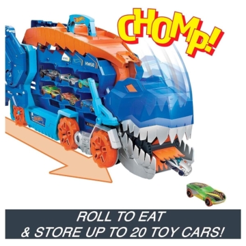 Hot Wheels City Ultimate Schlepper dreht sich zum T-Rex inklusive Spielzeugautos mit Rennstrecke