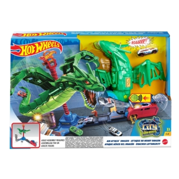 Hot Wheels Drachen Luftangriff Track-Set inkl. 1 Spielzeugauto, Autorennbahn