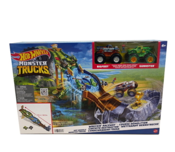 Hot Wheels Monster Trucks Wettkampf Rennstrecke Auto Rennbahn Bigfoot Gunkster