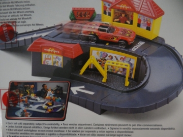 McDonalds Restaurant Hot Wheels Bahn Spielzeug Auto Set Rennbahn Mattel 2001 NEU